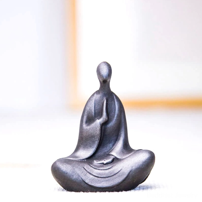 Iron powder resin Buddha statue for mindfulness showing authentic patina and aged metallic appearance