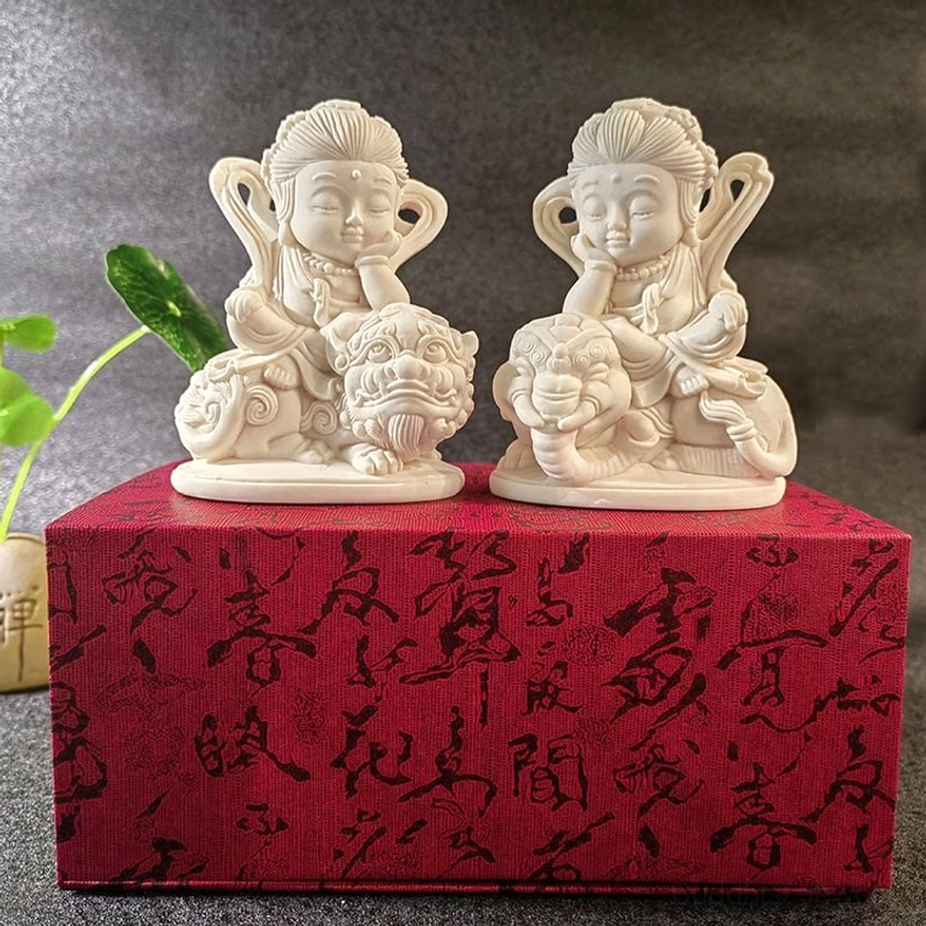 Ivory fruit Buddha statue displaying natural patina - authentic handmade spiritual decoration