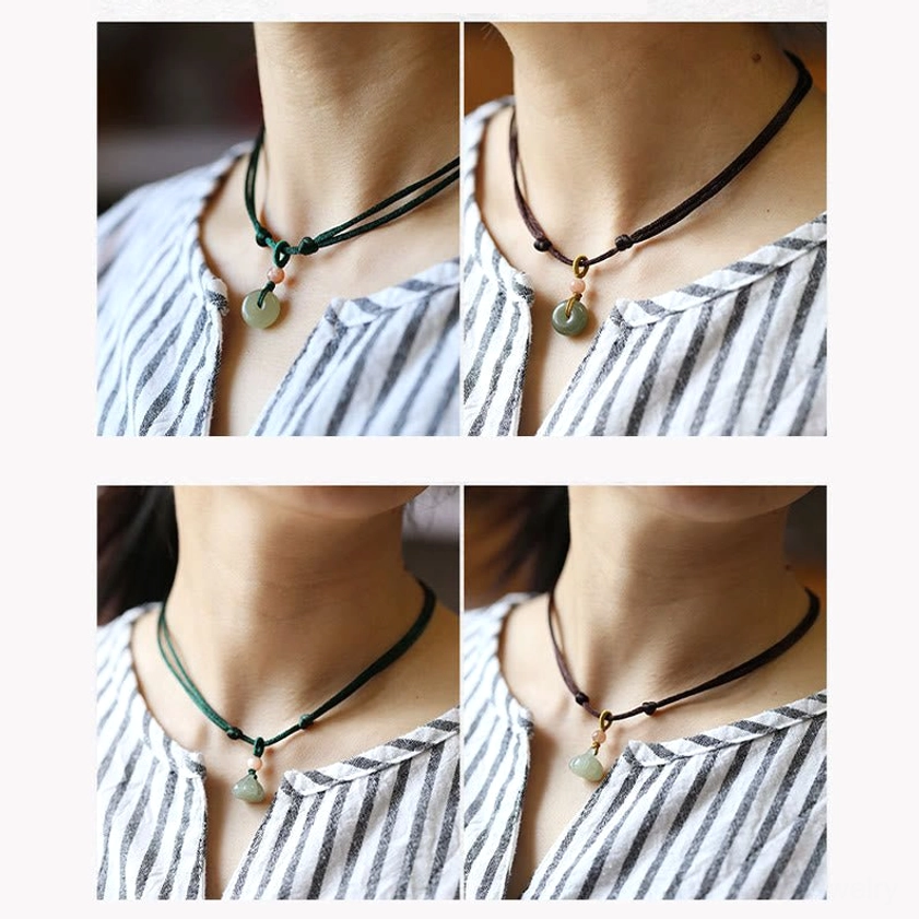 Authentic natural jade Buddhist necklace pendant showing artisan quality and craftsmanship