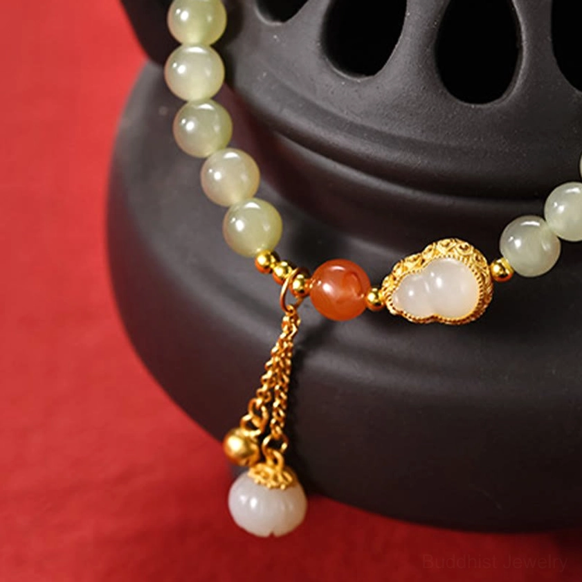 Hetian jade gourd charm bracelet protection enlightenment spiritual wear