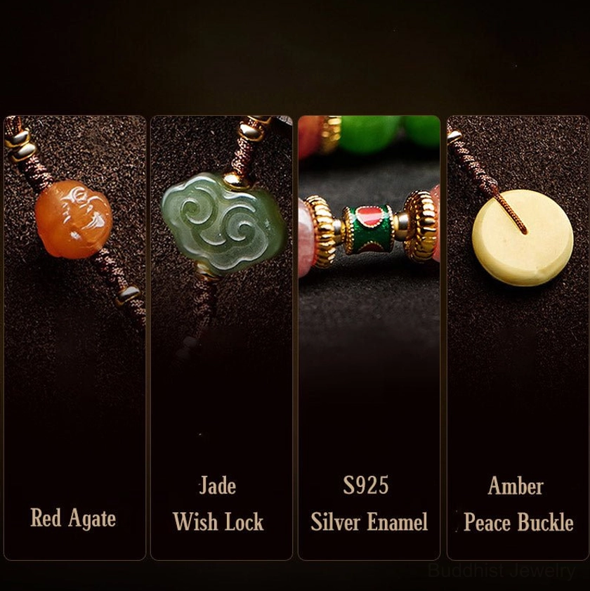 Jade mala necklace demonstrating 84cm length worn multiple ways