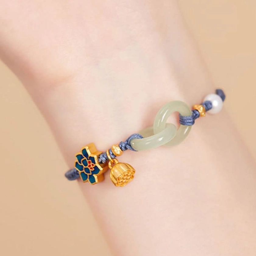 Buddhist fortune jade bracelet showing the smooth, complete surface symbolizing harmony and life blessings