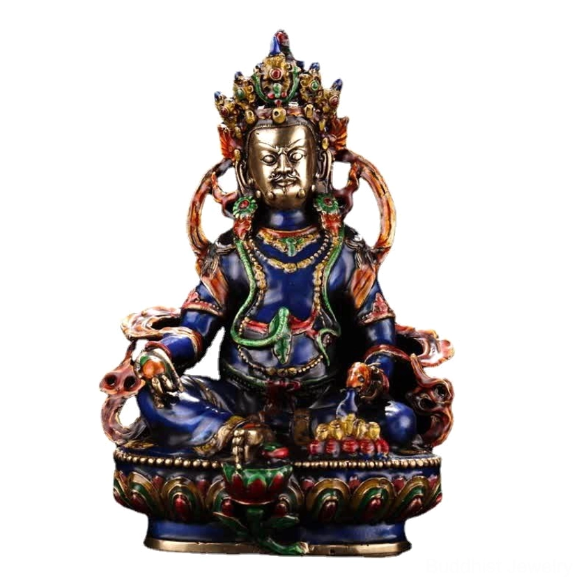 Jambhala Bodhisattva figurine traditional Buddhist deity copper statue for abundance consciousness and mindfulness