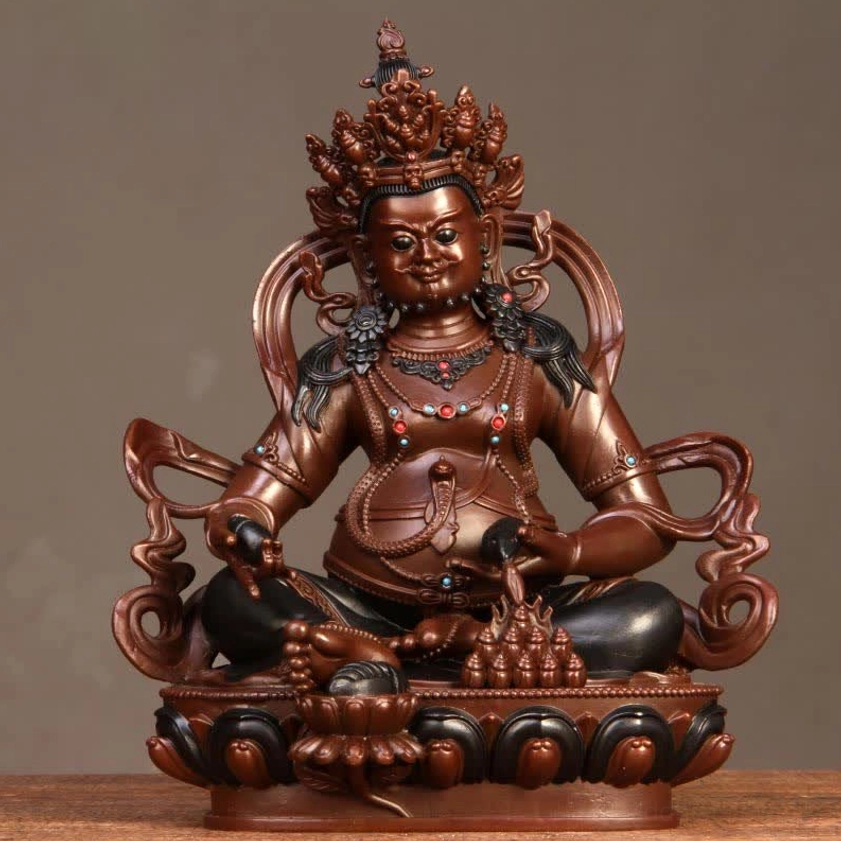 13cm Yellow Jambhala Buddha figurine - ideal size for home shrine and meditation