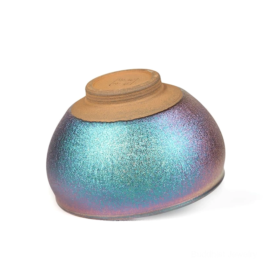 Jianzhan Buddhist spiritual tea ceremony cup with natural iron-rich ceramic glaze and authentic craftsmanship details - product showcase