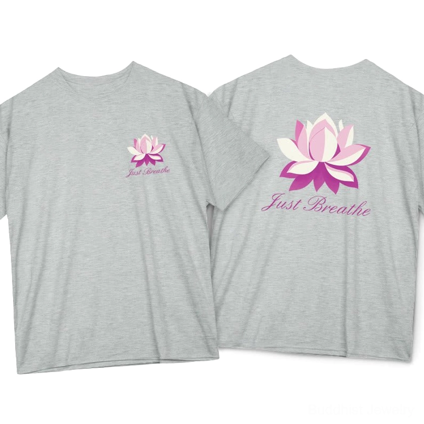 Just Breathe Buddhist t-shirt light grey multiple size options S M L XL 2XL