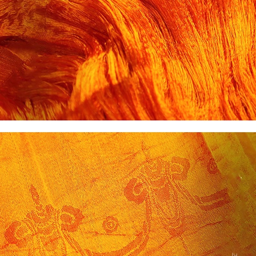 Buddhist blessing khata scarf draped display showing satin fabric drape and texture for meditation altar decoration