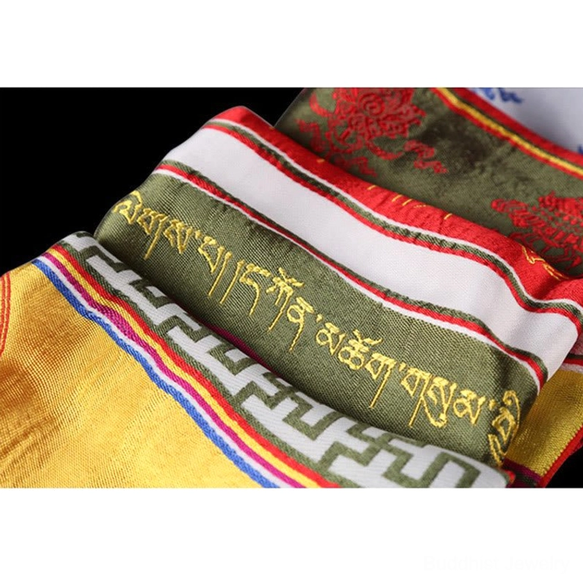 Sacred Buddhist Khata scarf with endless knot symbol for protection and positive energy