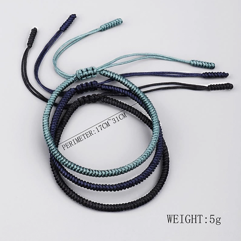 King Kong knot Buddhist protection bracelet detail - woven texture and adjustable closure mechanism