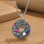 Koi lotus peace buckle Buddhist necklace pendant - overhead flat lay view showing intricate cloisonne enamel design with koi fish and lotus motifs on kraft paper background