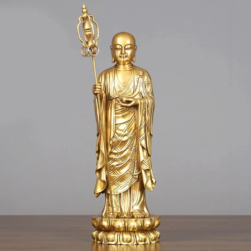 Ksitigarbha Bodhisattva 16x46cm copper statue large size home shrine centerpiece