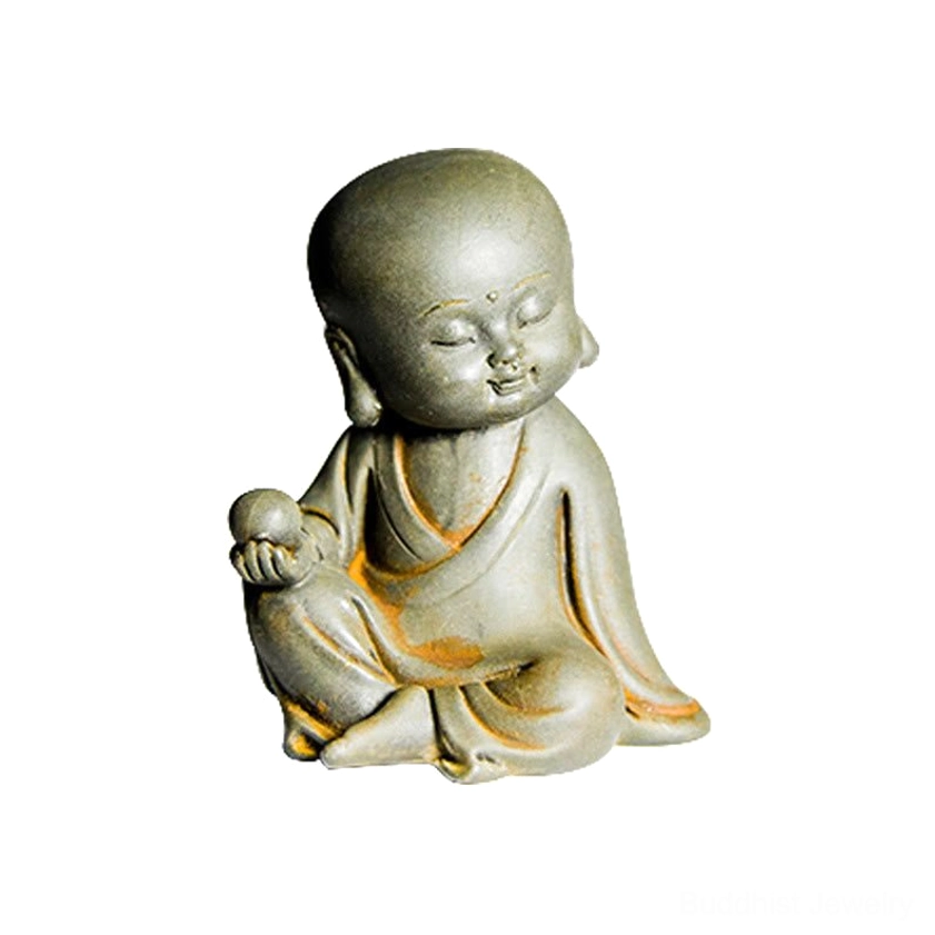 Ksitigarbha meditation statue close-up frontal view handmade resin bodhisattva
