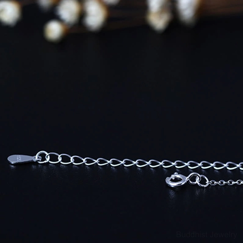Lapis lazuli lotus sterling silver necklace pendant with adjustable chain, meditation and mindfulness jewelry for spiritual practice and inner peace