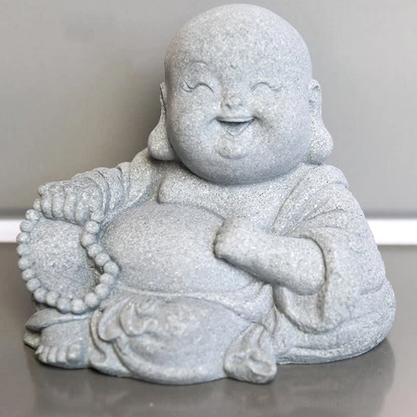 Large statement Buddha sculpture, natural sandstone material, symbol of enlightenment and compassion for prominent home display