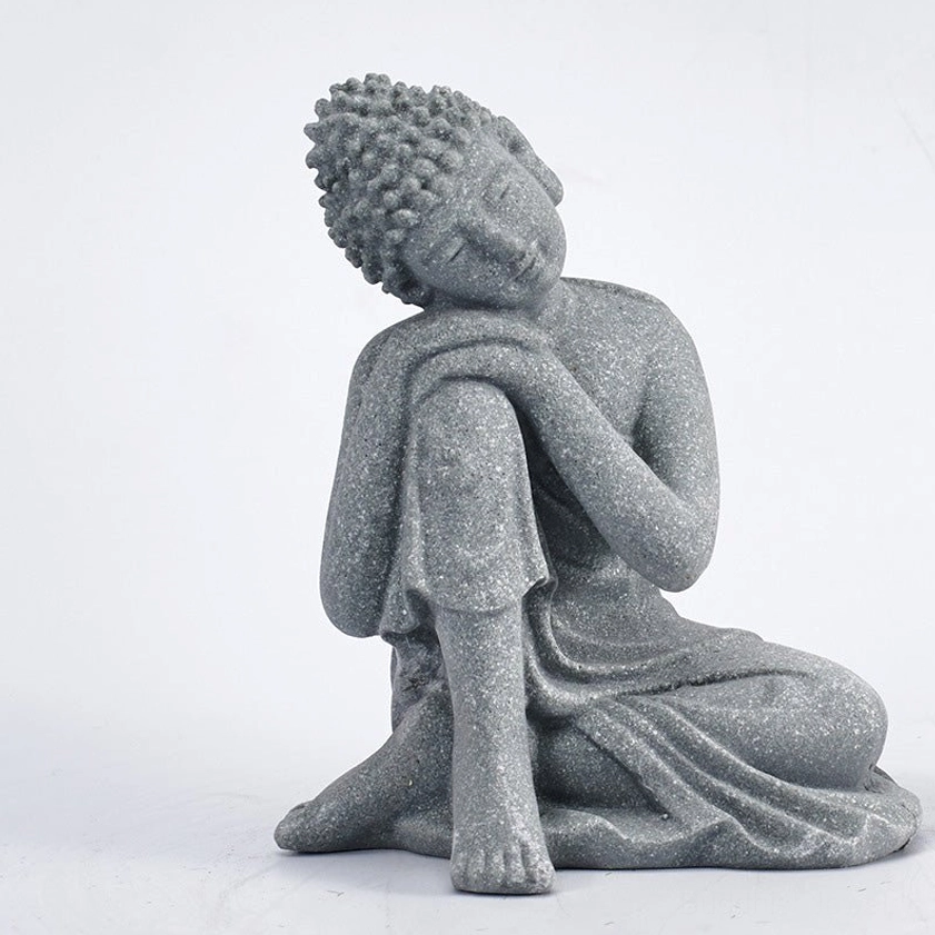 Large meditation Buddha statue in handcrafted sandstone, perfect size for yoga studio and meditation space focal point