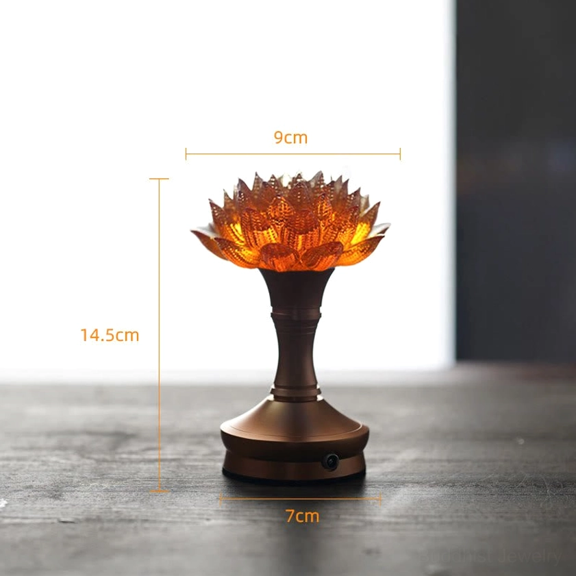 Large orange lotus rechargeable sculpture, statement piece for meditation or living space