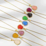 Laughing Buddha jade necklace collection multiple colors gold filled chain display