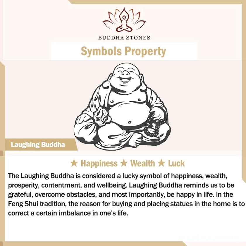 Laughing Buddha lucky symbol meaning infographic explaining happiness wealth and prosperity significance in Buddhist tradition