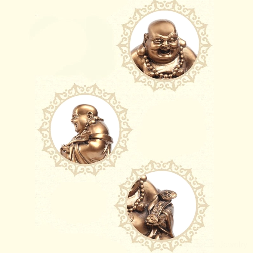 Laughing Buddha money toad statue feng shui copper coins base wealth attraction