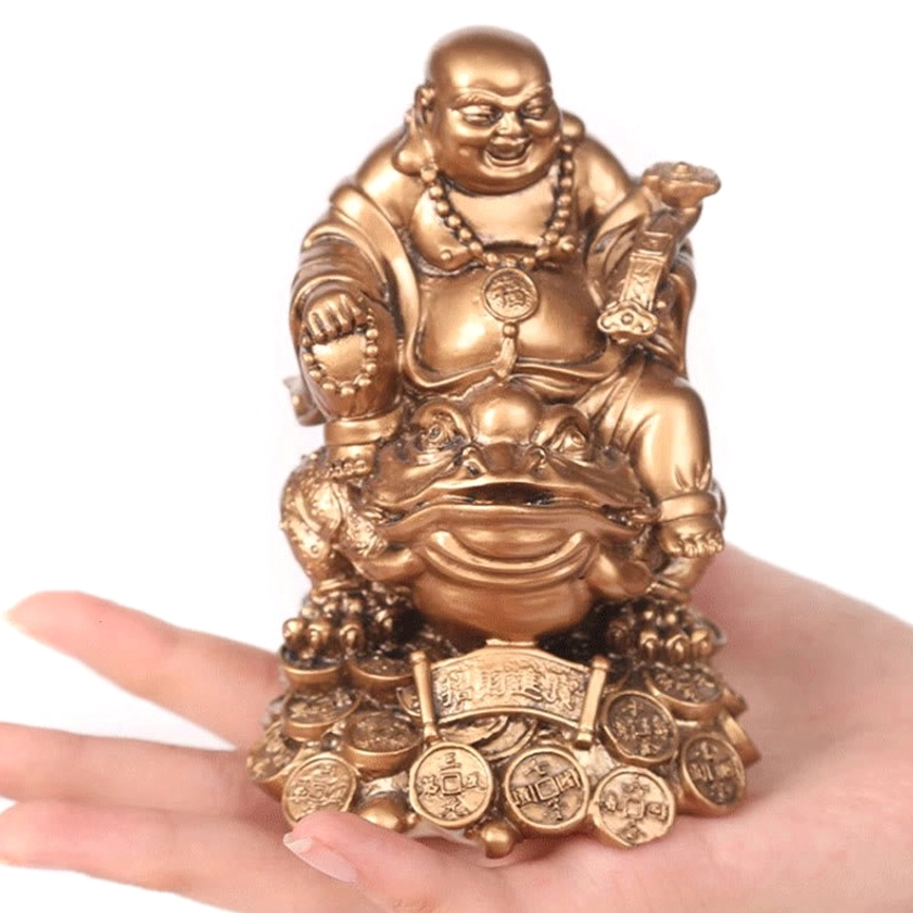 Laughing Buddha wealth toad ornament lifestyle shot home décor meditation altar