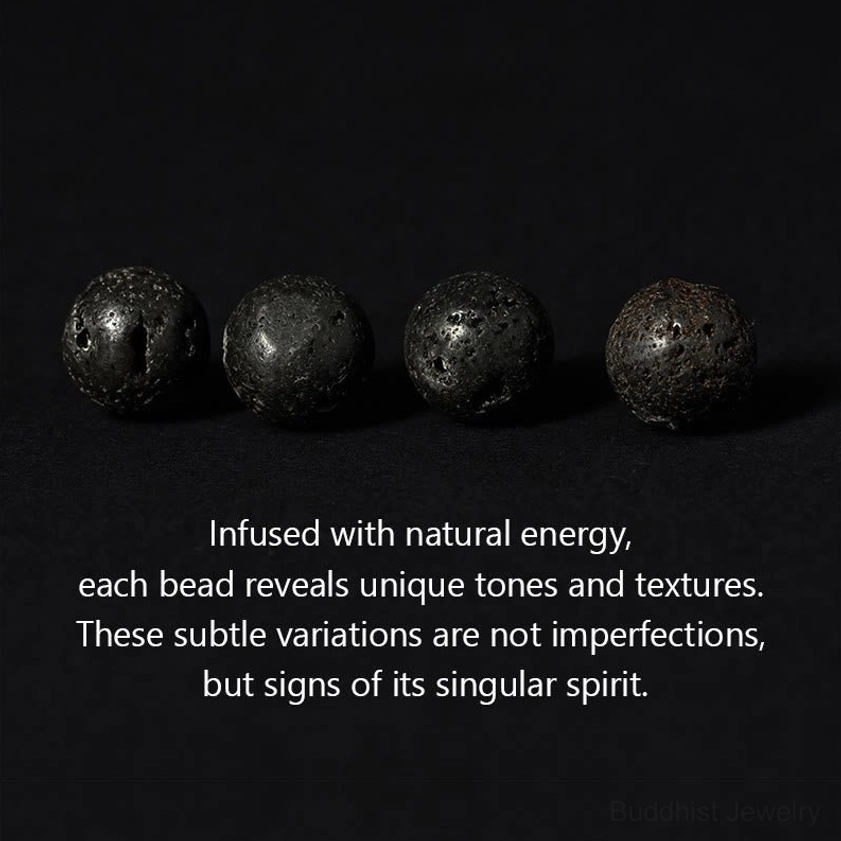 Matte black lava rock porous volcanic stone beads for spiritual bracelet