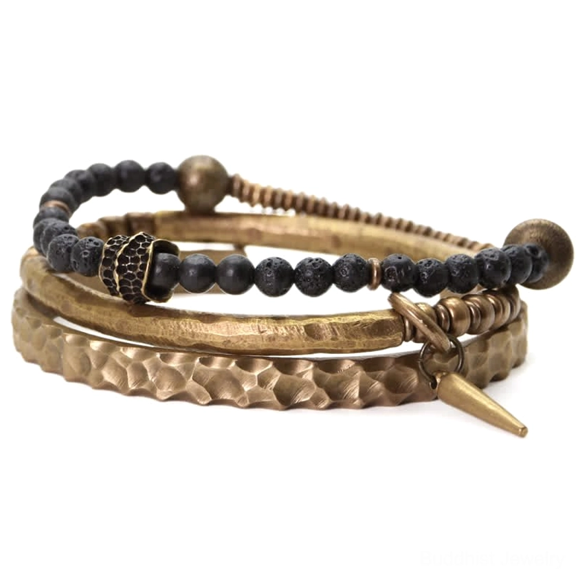 Lava rock copper balance cuff bracelet men women unisex grounding stone jewelry