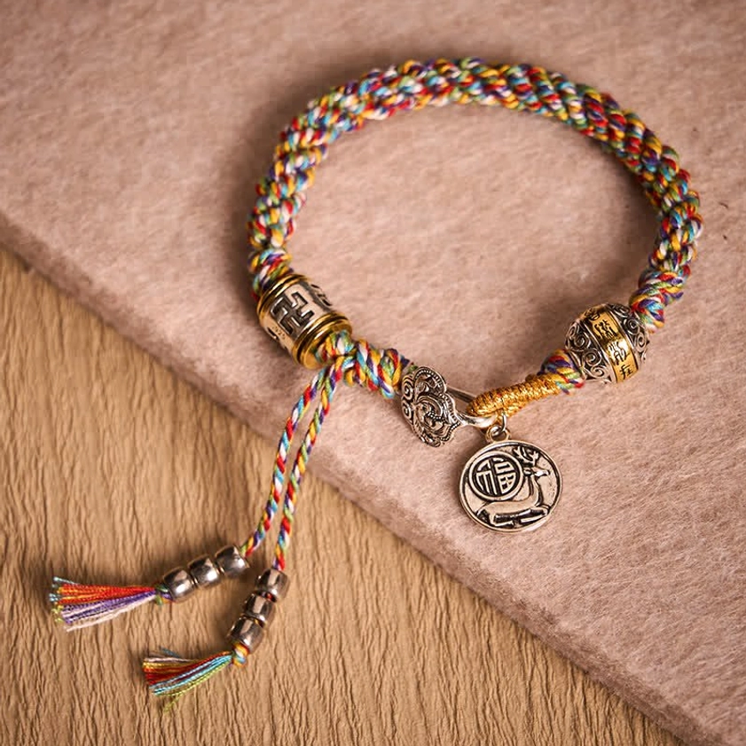 Light Colorful Braided Rope Bracelet Om Mani Padme Hum Symbols