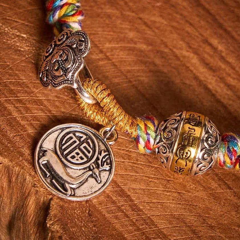 Light Colorful Buddhist Rope Bracelet Wrist Wear Demonstration