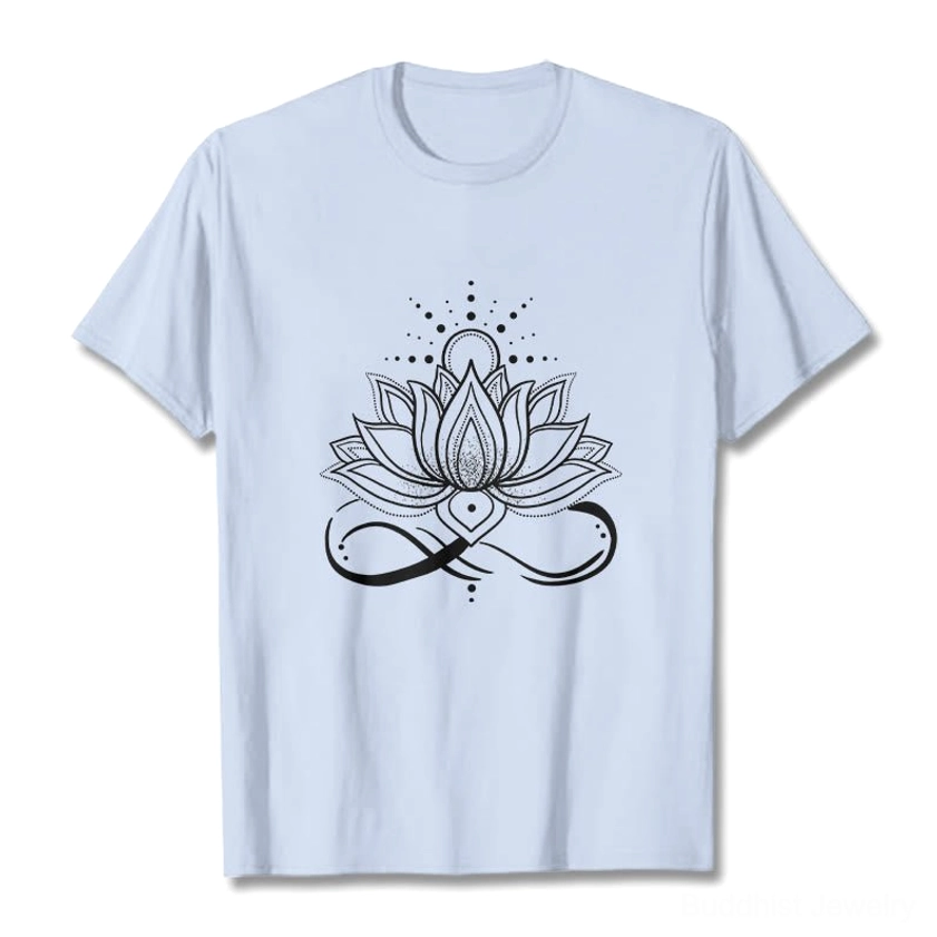Light cyan lotus flower sun Buddhist t-shirt unisex sizing available small to 2xl for all body types