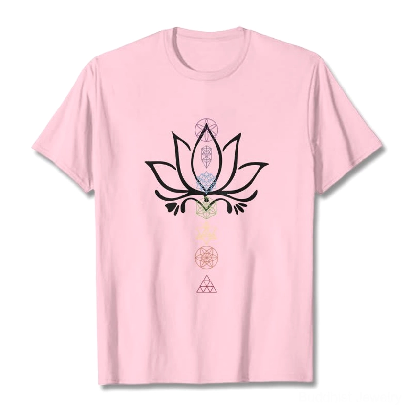Light cyan lotus geometry tee outdoor styling urban casual fashion