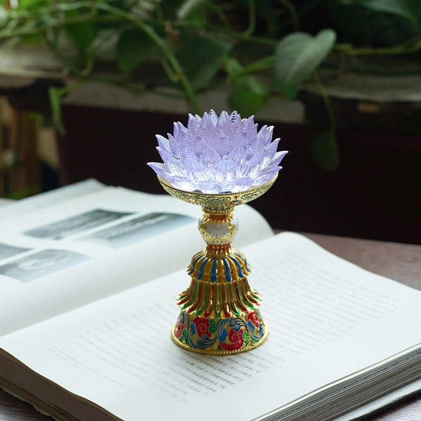 Light purple liuli lotus lamp rechargeable with extended battery life