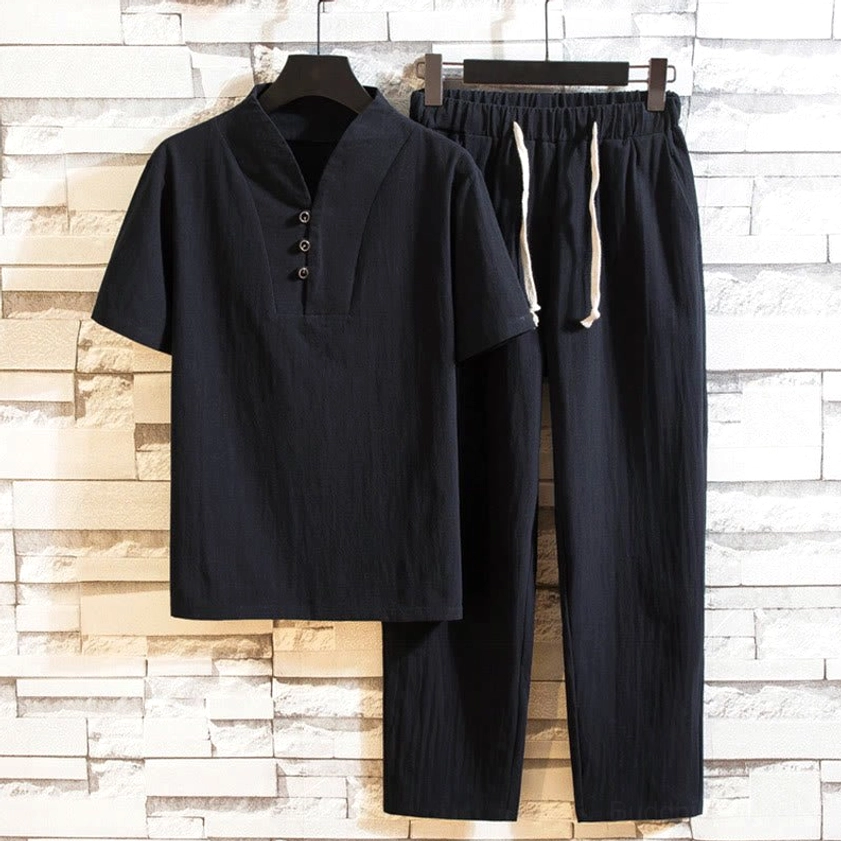 Men's Buddhist linen meditation suit fabric care instructions washing guide