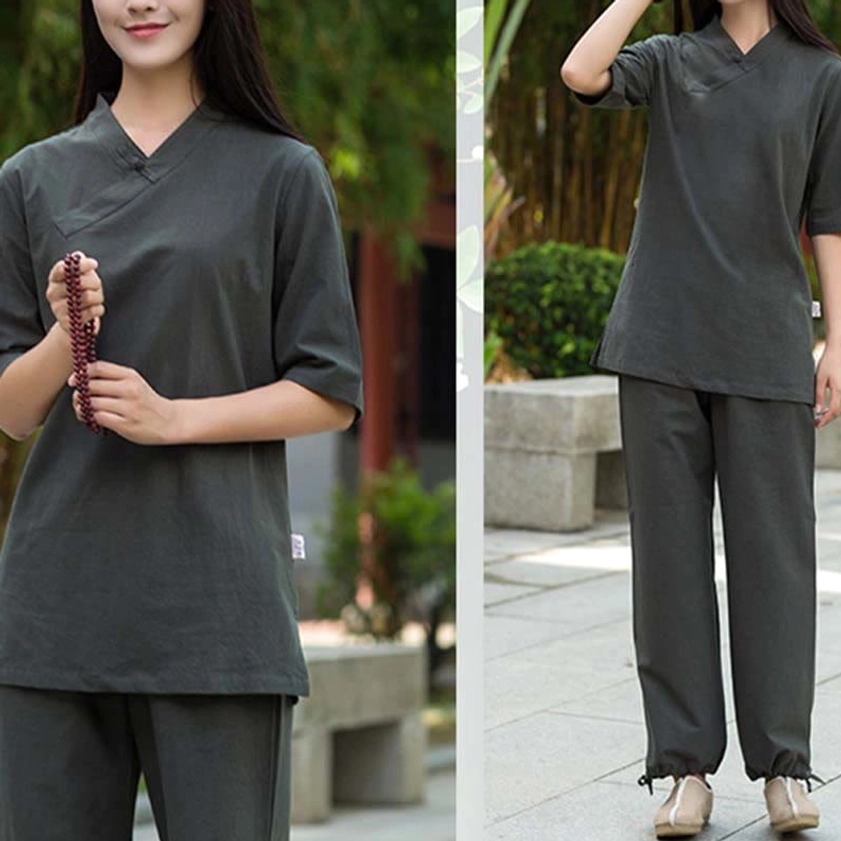 Natural linen Tai Chi and meditation clothing set showing traditional-inspired design for authentic spiritual practice wear