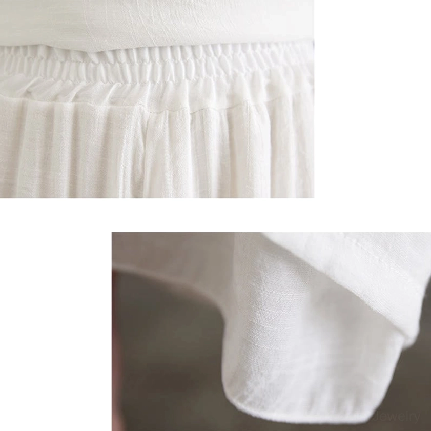 Women's linen meditation wear set demonstrating unrestricted fit perfect for sitting meditation, pranayama breathing, and mindfulness practices