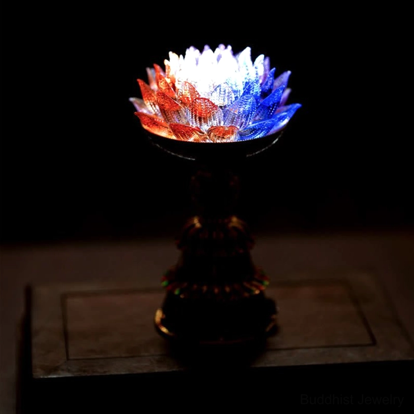 Liuli glass lotus lamp battery life and brightness adjustment features