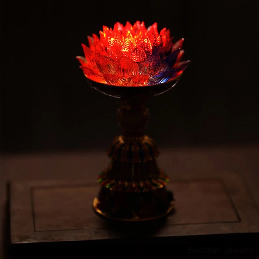 Liuli glass lotus lamp eco-friendly natural materials handmade craftsmanship