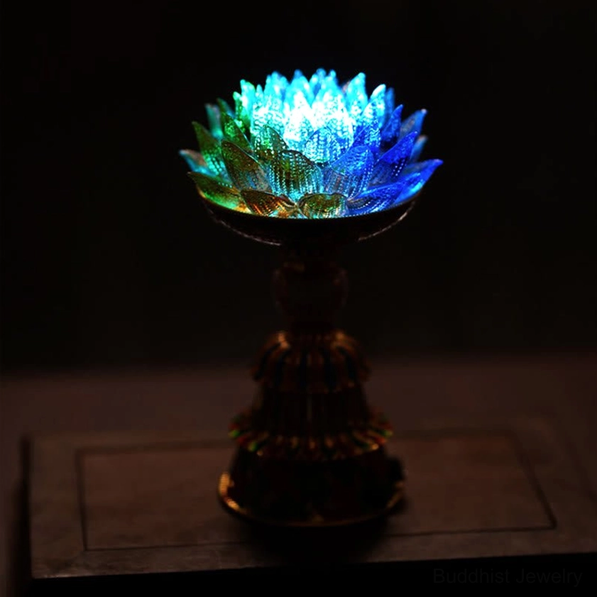 Liuli lotus lamp feng shui decoration for home harmony and good fortune