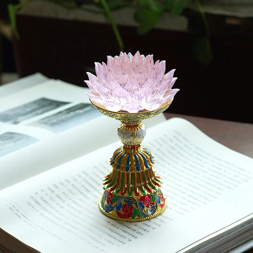 Liuli lotus lamp gift for spiritual seekers monks and enlightenment practitioners
