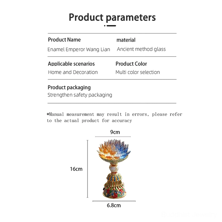 Liuli lotus lamp product specifications guide showing dimensions color options and sizes