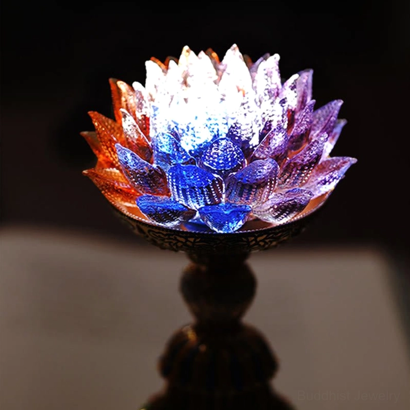 Liuli glass lotus lamp for stress relief relaxation and emotional restoration