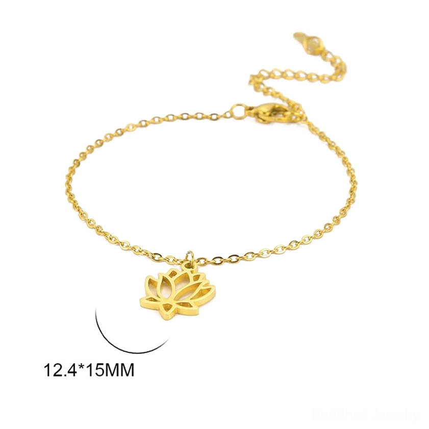 Silver and gold lotus bracelets displayed together showing available color options