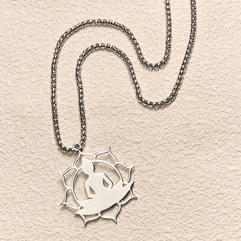 Lotus buddha pendant necklace hollow design meditation spiritual jewelry