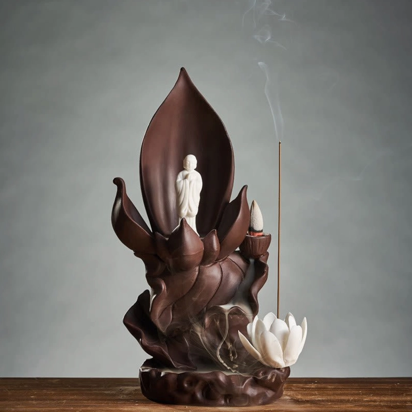 Artistic Buddha incense burner design combining meditation symbolism with home fragrance diffuser function