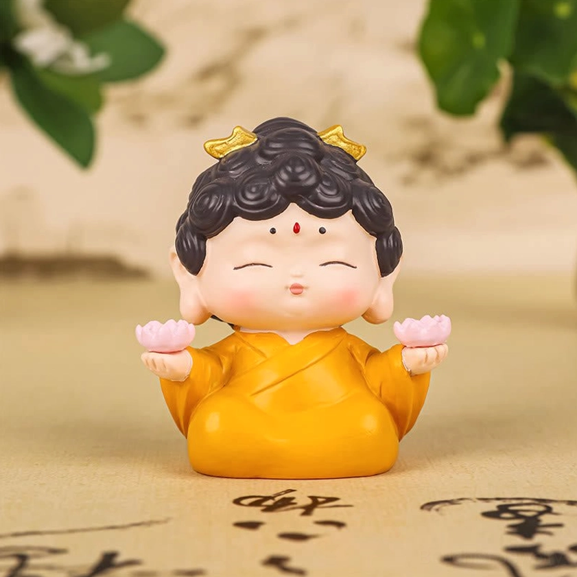 Lotus Buddha resin statue featuring flower-themed spiritual design and symbolic enlightenment pose
