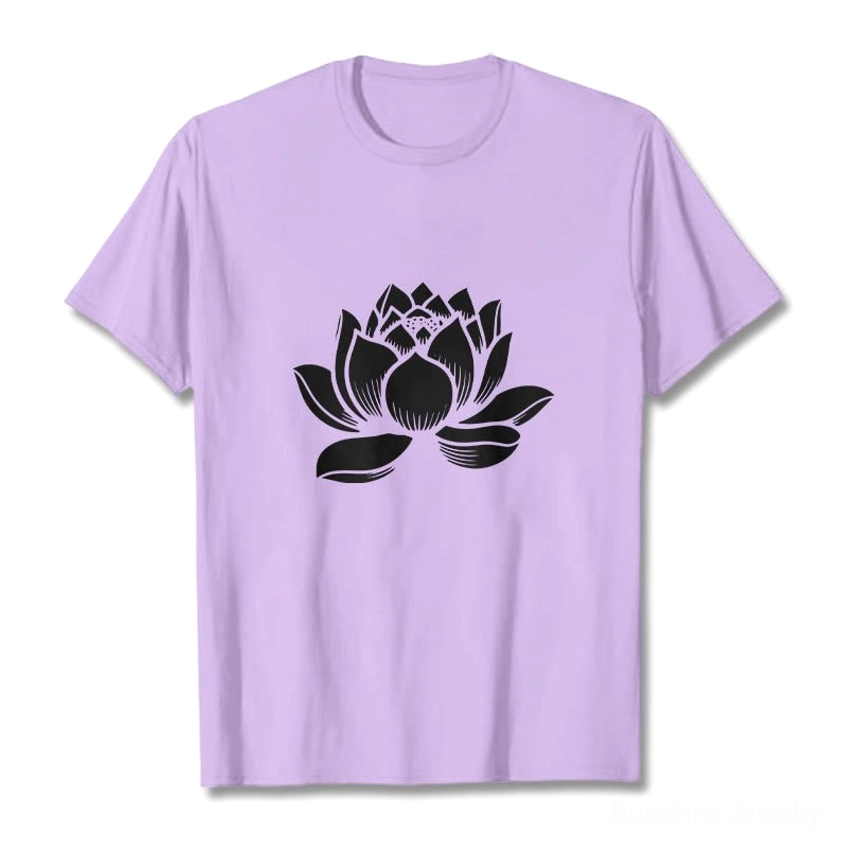 Buddhist lotus t-shirt tag and care instructions for washing and maintenance