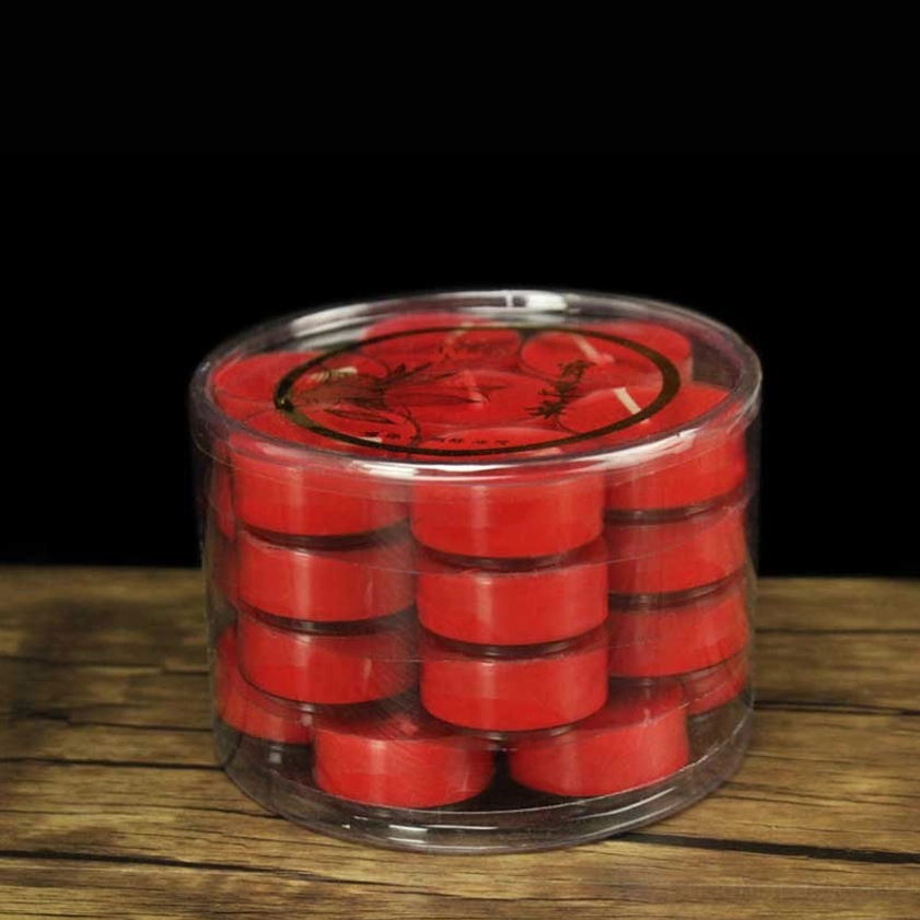 Red lotus candle holder variant with 28-piece tealight set, perfect for Buddhist ritual and energy cleansing practices