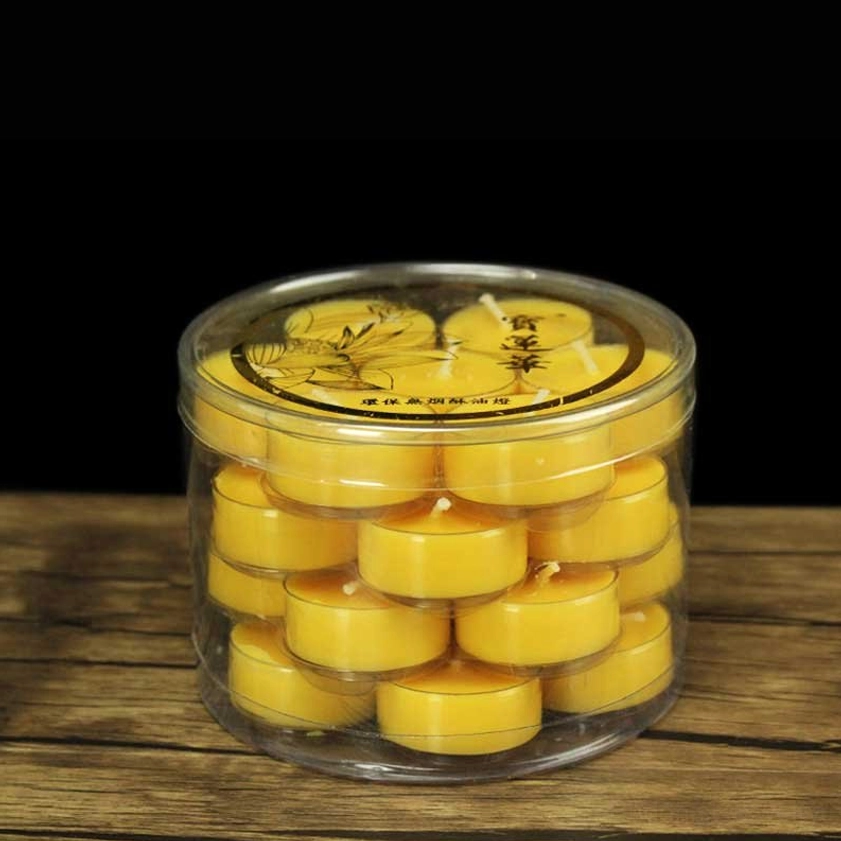 Yellow lotus candle holder variant with 28-piece yellow tealight set, ideal for uplifting morning meditation and positive energy