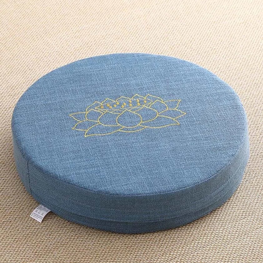 Steel blue lotus meditation seat cushion soft sponge support comfortable sitting practice