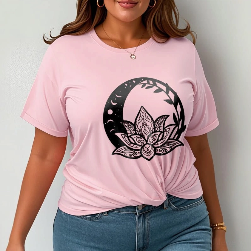 Buddhist enlightenment graphic tee lotus flower design modern spiritual fashion casual