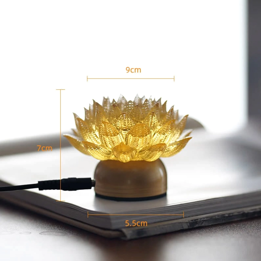 Lotus glass art piece, handmade petal structure, copper brass metal base detail